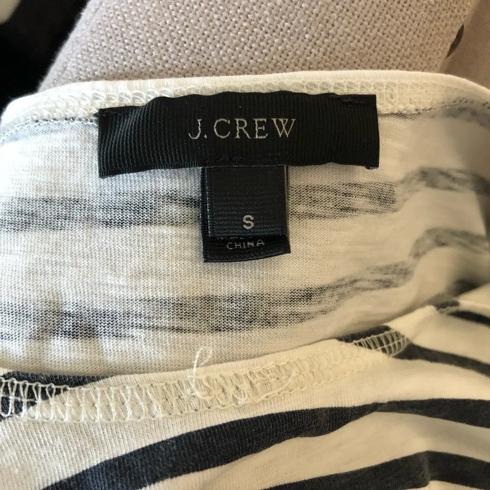 J. Crew Embellished Navy & White Striped Tank Top, Small